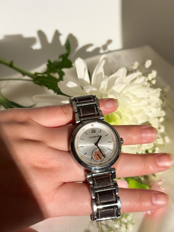 Vintage 1941 Coach Sport Watch Brown Leather Link Bracelet Working Battery Etsy Israel