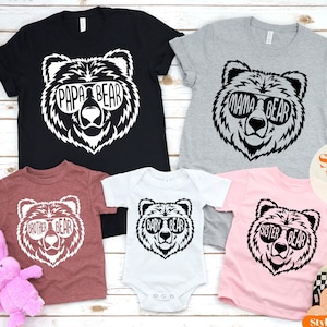 Custom Bear Family Birthday Shirt, Mama Papa and Baby Bear Shirt, Family Matching Birthday Tee, New Dad Gift, Bear Face Family Shirts