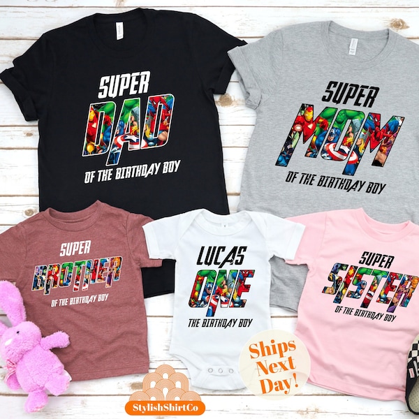 Custom Super Hero Family Birthday Shirt, Superhero Shirts, Matching Family T-Shirt, Birthday Boy Tee, Personalized Family Birthday Tee