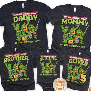 Custom Turtles Family Birthday Shirt, Green Turtles Shirts, Turtles Anime Birthday Boy T-Shirt, Green Turtles Family Matching Tee