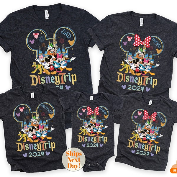 Custom Disney Trip 2024 Shirts, Matching Family Vacation Shirt, Disneyworld Tee, Personalized Disney Birthday Family Tee, 2024 Disney Tshirt
