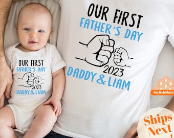 First Father's Day Matching Shirt Set, Daddy and Me, Cotton Tee