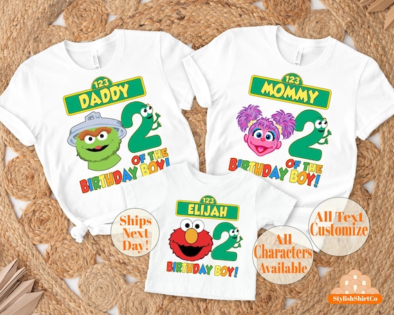 Custom Sesame St. Character Family Birthday Shirts, Street Birthday T-Shirt, Custom Name Birthday Boy ang Girl Tee, Toddler age Birthday Tee