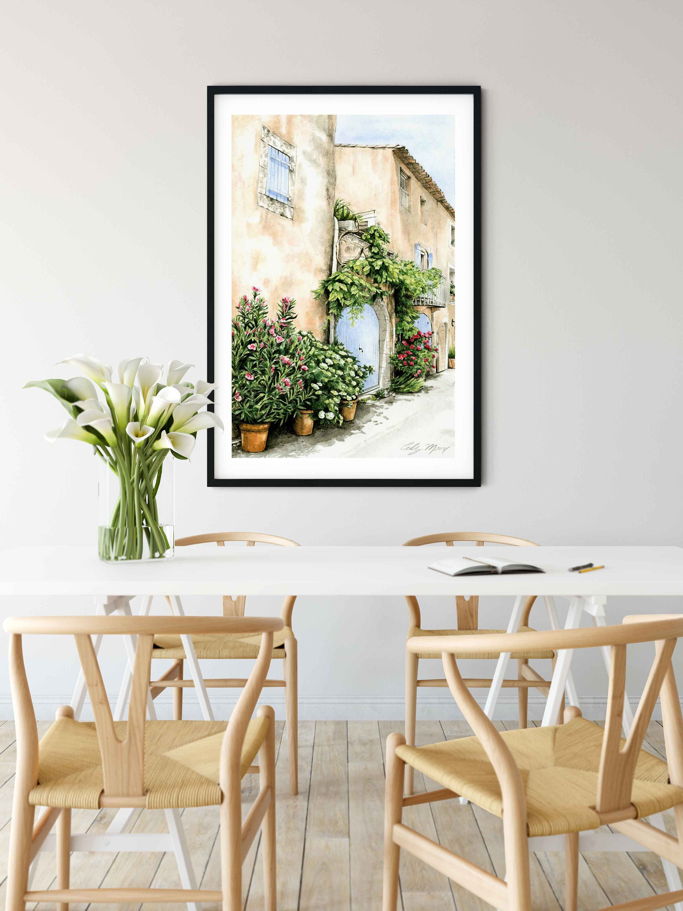 Provence Village Watercolor Art Print, Southern France Travel Decor - Etsy