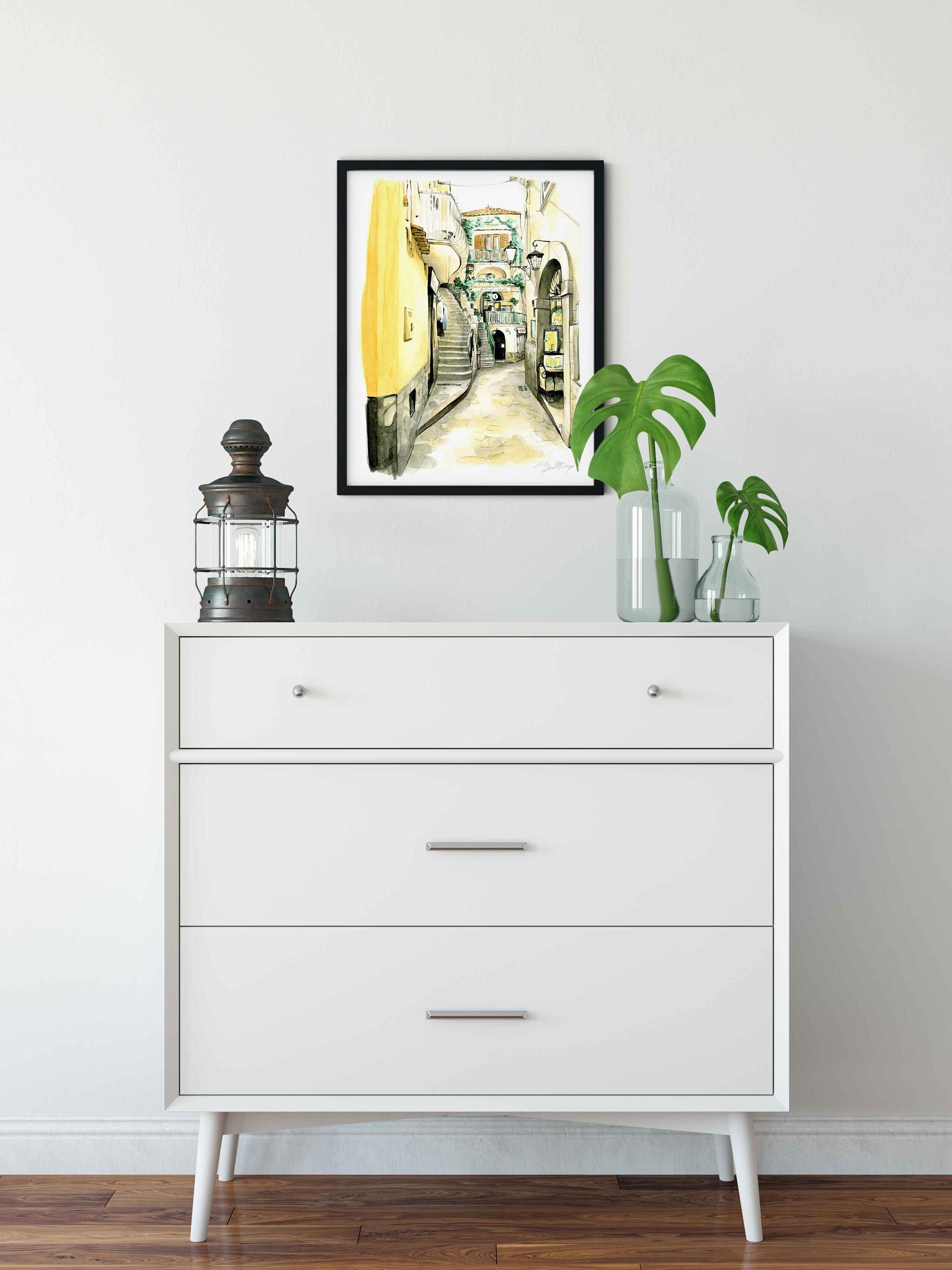 Italian Street Art Print, Italy Watercolor Painting, European Cityscape, Travel Gift, 11 x 14" Inch Print