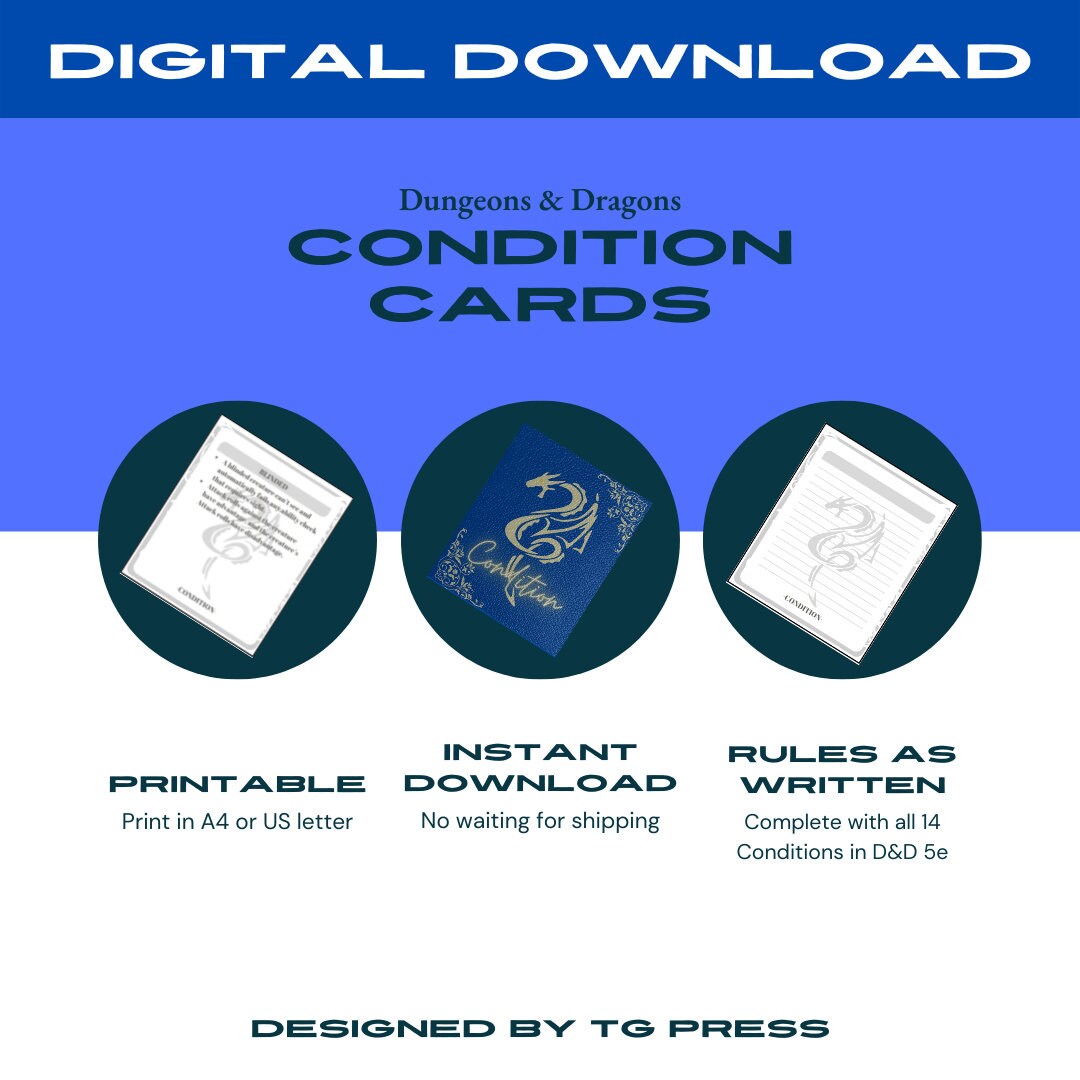 Dnd 5e Condition Cards Printable Condition Cards Instant - Etsy