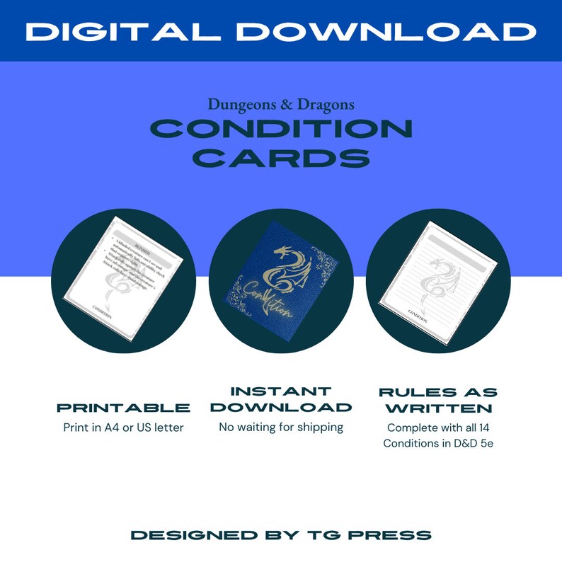 Dnd 5e Condition Cards Printable Condition Cards Instant - Etsy