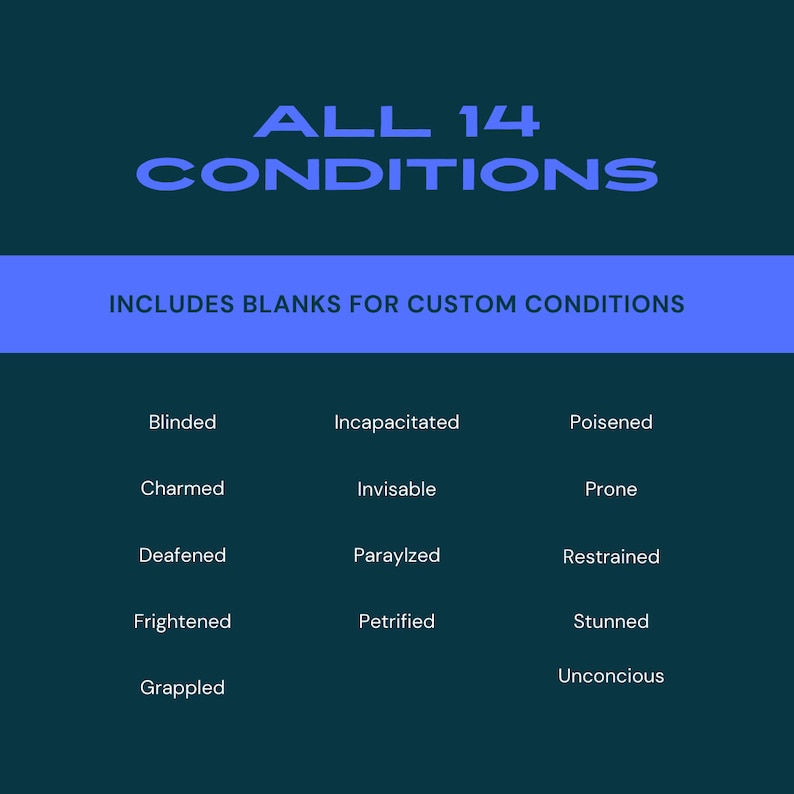 Dnd 5e Condition Cards Printable Condition Cards Instant - Etsy