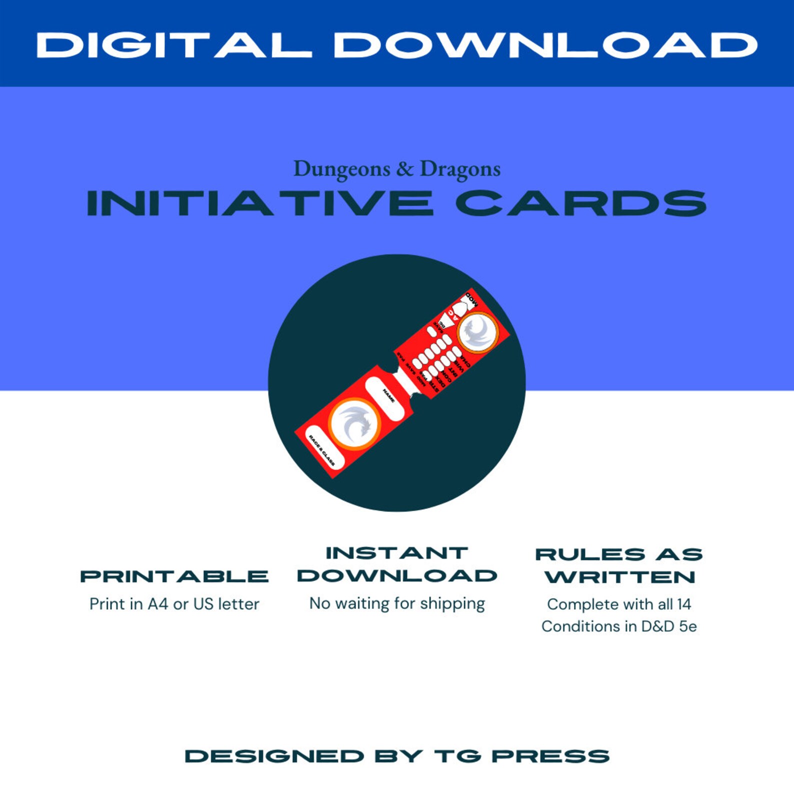 Dnd 5e Initiative Cards Printable Initiative Cards Instant - Etsy Australia