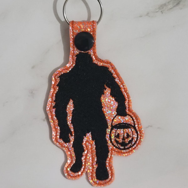 Big foot sasquatch Halloween pumpkin key fob digital embroidery machine file funny gag gift in the hoop embroidery sewing 4x4 hoop ITH