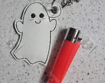 spooky ghost lighter case embroidery file 4x4 hoop ITH case halloween digital file in the hoop lighter sleeve holder keyfob