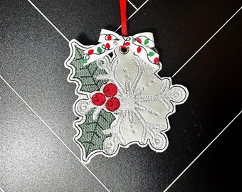 Christmas ornament machine embroidery snowflake holly eyelet 4x4 ith in the hoop knife spooky embroidery keychain winter tree decor ITH