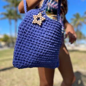 Crochet shoulder bag , handmade bag , cute bag , bohemian style purse , gift , tote bag , beach bag , customized bag image 4
