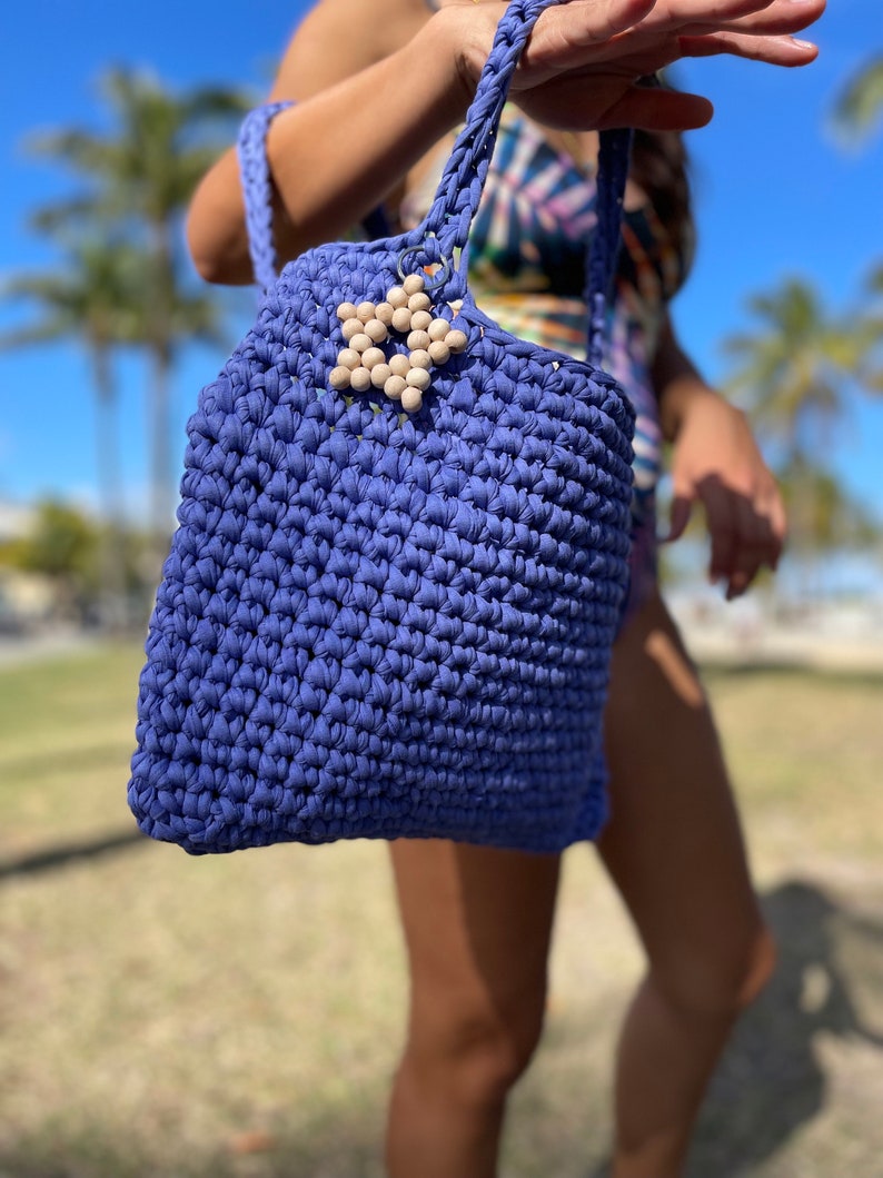 Crochet shoulder bag , handmade bag , cute bag , bohemian style purse , gift , tote bag , beach bag , customized bag image 4