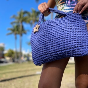Crochet shoulder bag , handmade bag , cute bag , bohemian style purse , gift , tote bag , beach bag , customized bag image 1