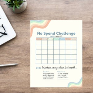 No Spend Challenge | Spending Tracker | Instant Download | Printable PDF