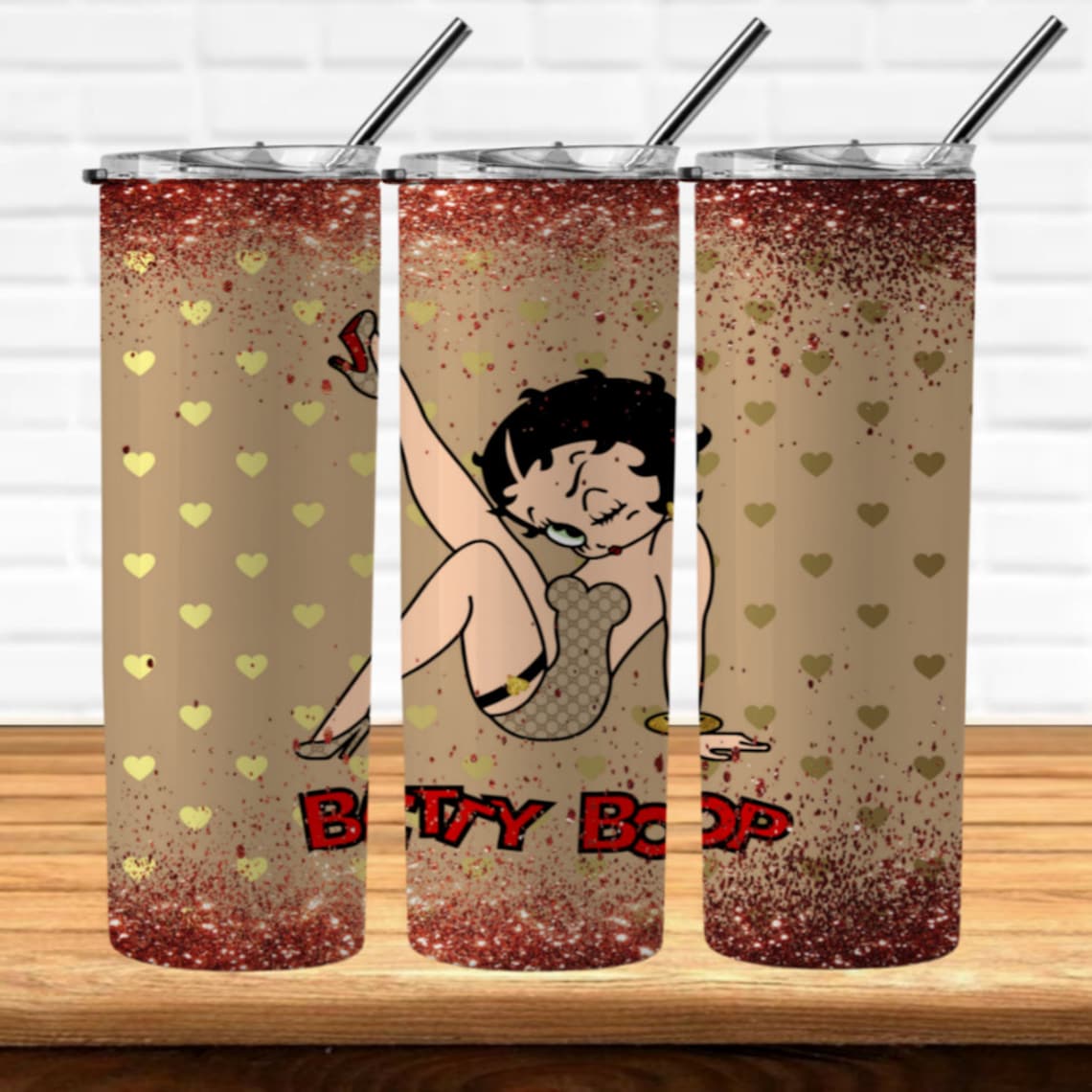 Betty Boop Glitter Skinny Tumblers Designs 4 Png Wraps for 20 Onz