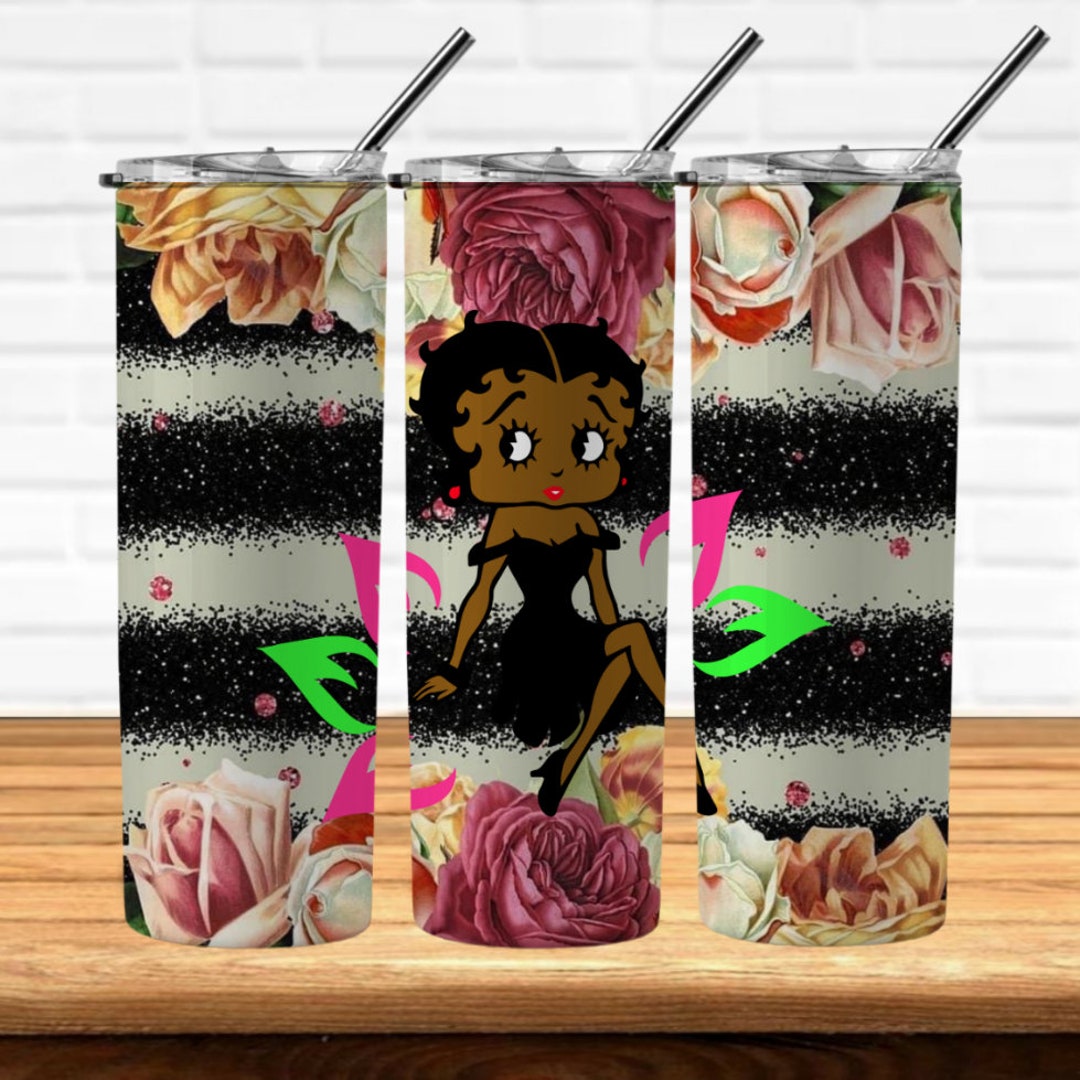 Betty Boop Glitter Skinny Tumblers Designs 4 Png Straight and Tapared