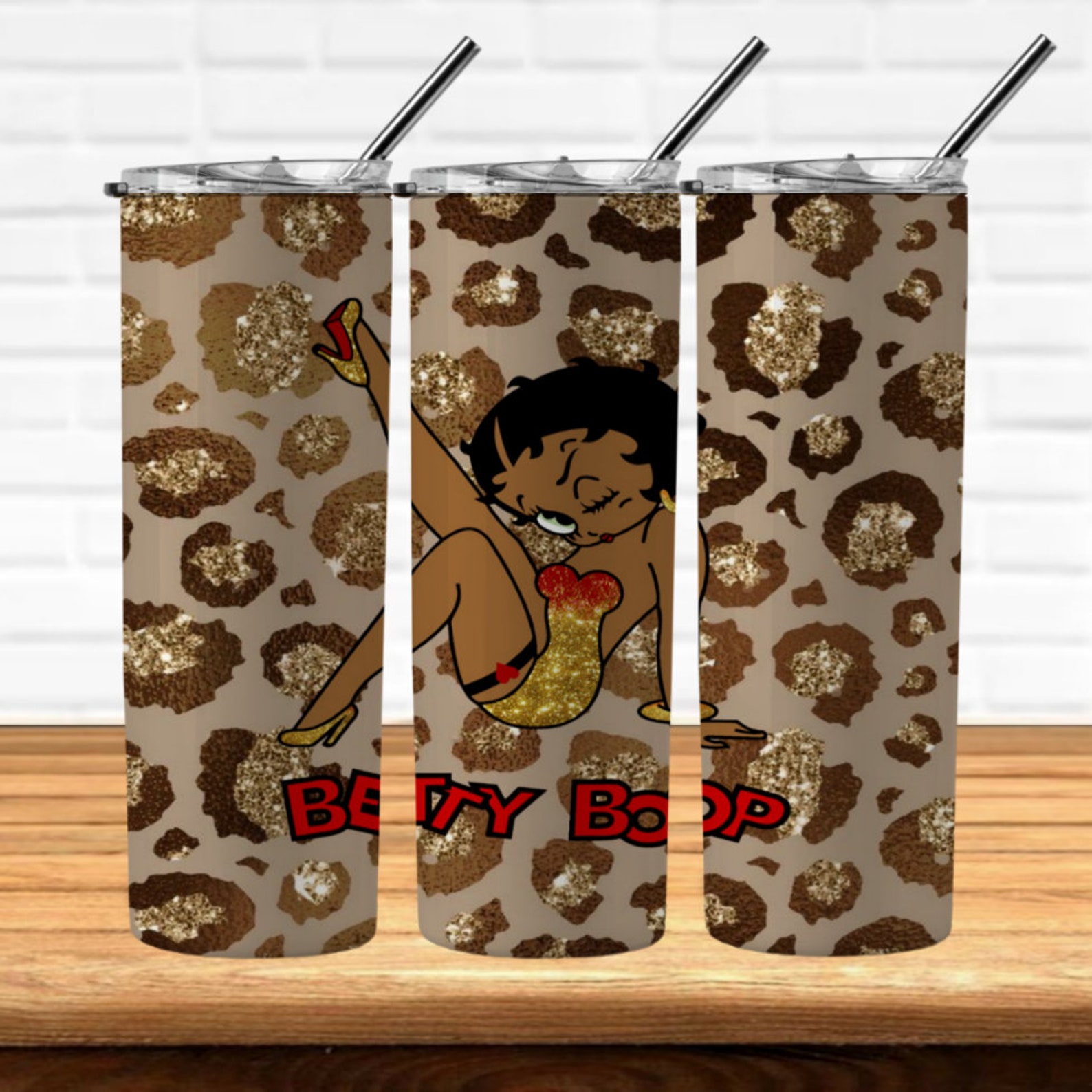Betty Boop Glitter Skinny Tumblers Designs 4 Png Wraps for 20 Onz