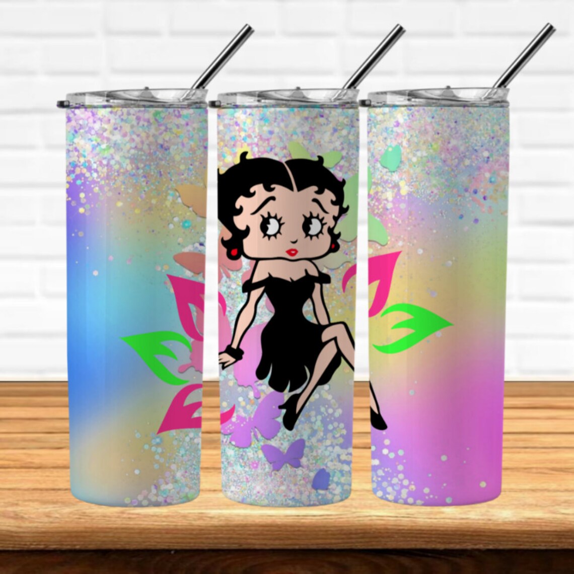 Betty Boop Glitter Skinny Tumblers Designs 4 Png Straight and Etsy