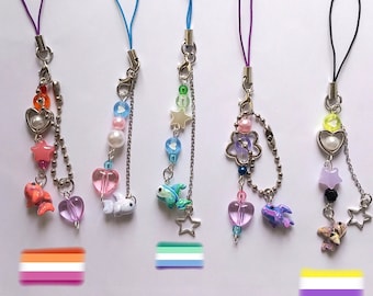 Subtle Pride, Lesbian, Gay  marble fish phone charms! Handmade clay charms for your Accessories, bags,perfect for cute gifts for Pride Month