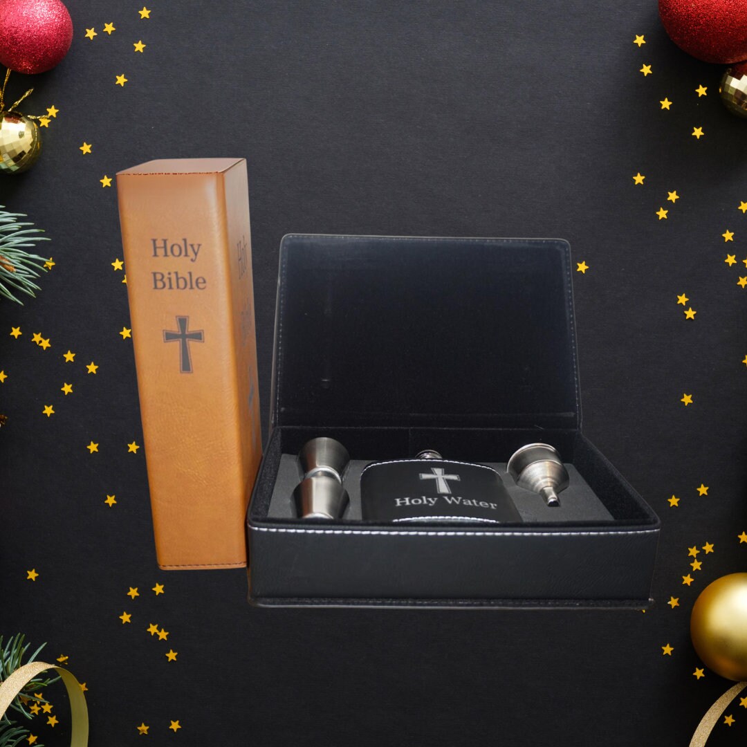 Holy Bible/holy Water Flask Set in Leatherette Box Etsy