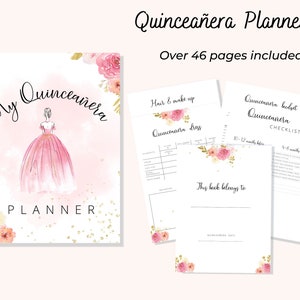 Pink Quinceañera Planner, Party Planner, TÉLÉCHARGEMENT INSTANTANÉ, Mis Quince XV años 15 Anos Printable Template