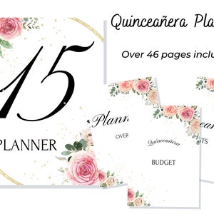 Pink Quinceañera Planner, Party Planner, INSTANT DOWNLOAD, Mis Quince 15 Anos XV años Agenda Printable Template