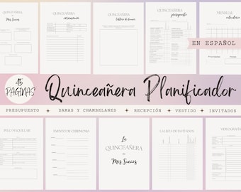 Quinceañera Planificador, Mis Quince 15 XV años Agenda, Mis Quince 15 XV años Agenda, Imprimible Plantilla, Quinceañera Planner in Spanish