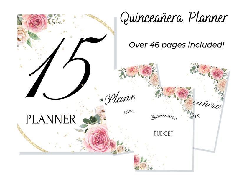 Pink Quinceañera Planner, Party Planner, INSTANT DOWNLOAD, Mis Quince