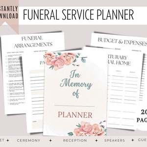 Funeral Service Planner, Celebration of Life Planner Checklist, End of Life Checklist, Printable Planner Instant Download, Event Planner