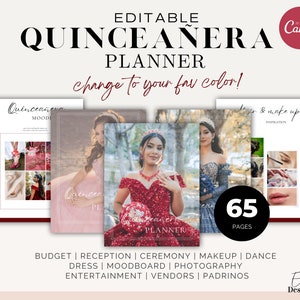 Editable Quinceañera Planner, Party Planner, INSTANT DOWNLOAD, Mis Quince 15 Anos XV años Agenda Printable Template, 15 Planning