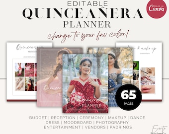 Editable Quinceañera Planner, Party Planner, INSTANT DOWNLOAD, Mis Quince 15 Anos XV años Agenda Printable Template, 15 Planning