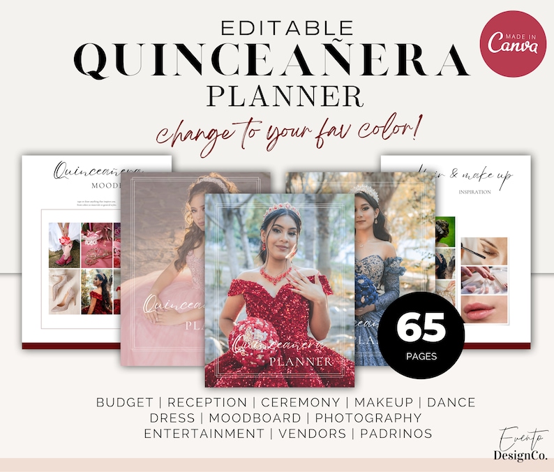 Editable Quinceañera Planner, Party Planner, INSTANT DOWNLOAD, Mis Quince 15 Anos XV Años Agenda