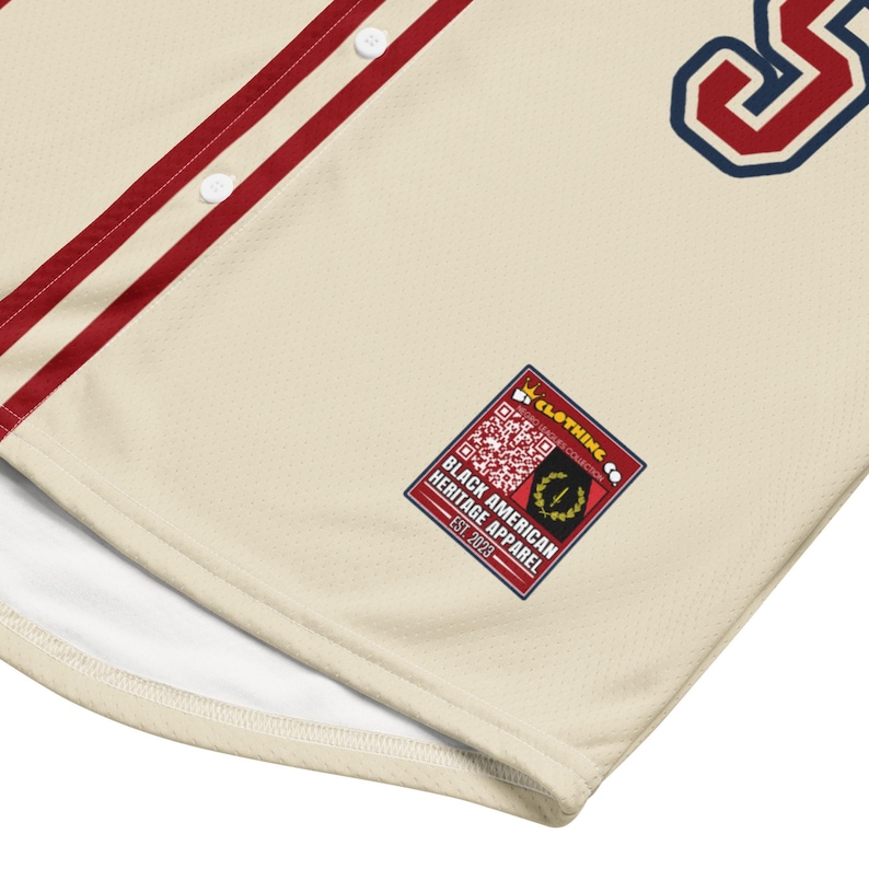 Learn about Jackie Robinson playing for Kansas City Monarchs with the QR code linking you to B1Clothingco.com