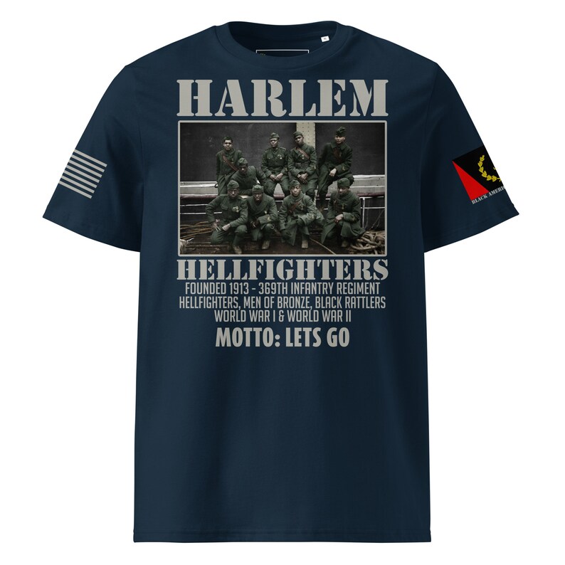 Harlem Hell Fighters tribute t-shirt displayed on wooden background