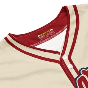 Detailed stitching on vintage style baseball jersey collar, high quality