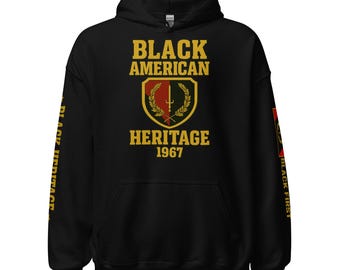 Black American Heritage 1967 Flag Hoodie, FBA Apparel, Black First Sweatshirt, Black History Pullover, Freedmen Gift