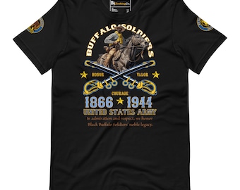 Camiseta Buffalo Soldiers - Historia negra y herencia africana Camiseta unisex de algodón / Ropa de orgullo negro, ropa patriótica educativa