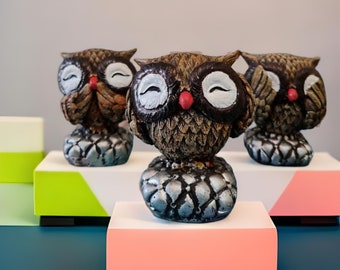 Owl Statue (Set of 3)- Minerva Owl, Owl Gifts for Men, Superb Owl, Owl Bird, Night Owl, Owls Gifts Figurines, Birthday and Anniversary Gift