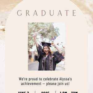 Graduation Announcement Template | Editable Canva Grad Card | Class of 2025 Printable Photo Announcement