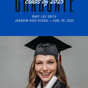 Graduation Announcement Template | Editable Canva Grad Card | Class of 2025 Printable Photo Announcement