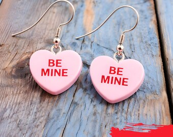 Pendientes de corazón conversacional, pendientes colgantes de arcilla de San Valentín