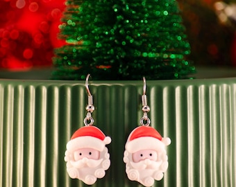 Pendientes de Papá Noel, joyería navideña de plata de ley