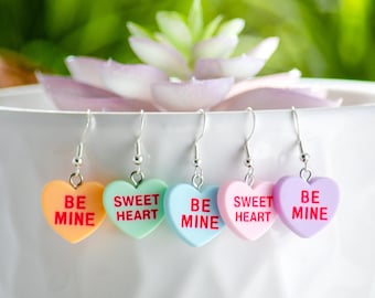 Pendientes colgantes de corazón de arcilla con forma de corazón, regalo de San Valentín