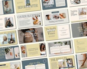 CANVA Nutrition Slide Deck | 89 Page Template | Nutrition business | Wellness Presentation | Health Coach | Modern Clean