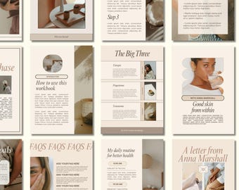 CANVA minimalist Wellness Workbook Canva Template: 121-Page Neutral Ebook Lead Magnet hormone health