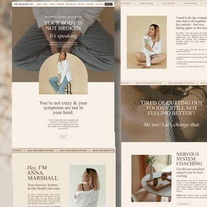 Neutral Squarespace Website Template for Health Coaches, Nutritionists, Holistic wellness, therapists, practitioners | minimalist
