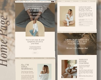 Squarespace Website Template for Health Coaches, Nutritionists, Holistic wellness, therapists, practitioners | minimalist neutral