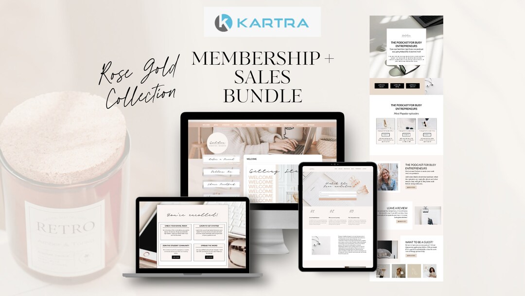 Kartra Template Rose Gold Collection Membership Site, site, and